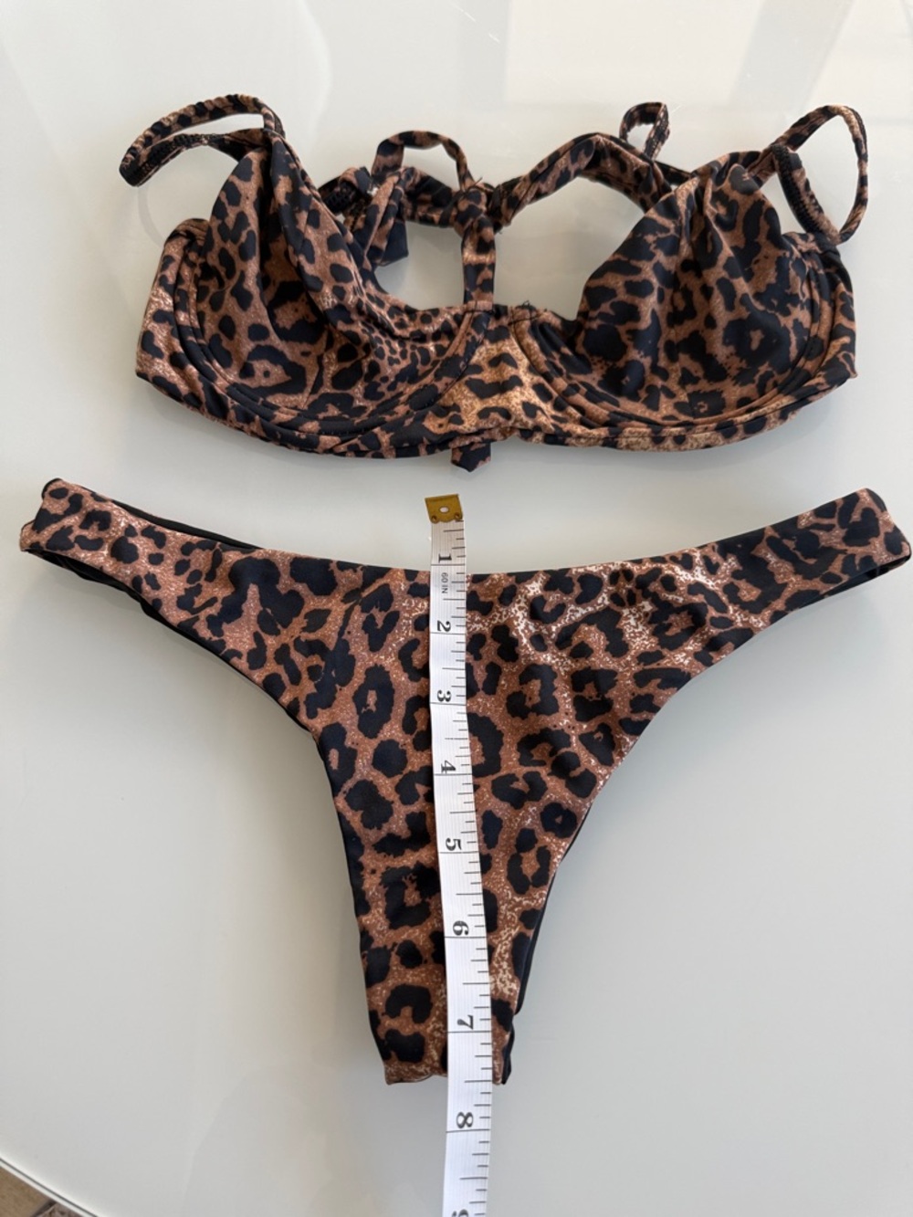 Leopard Print Brown Bikini Set with Underwire Top - Picture 2 of 3